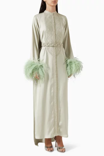 Moroccan Feathered Kaftan Set