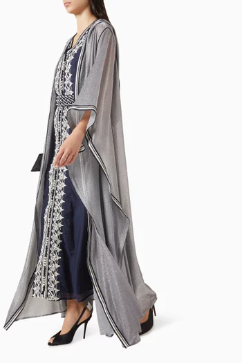 Moroccan Hooded Metallic Kaftan Set