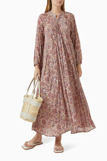 فستان فيوري طويل مزين بنقشة