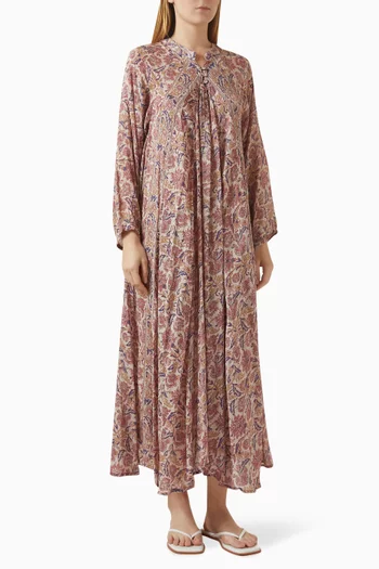 فستان فيوري طويل مزين بنقشة