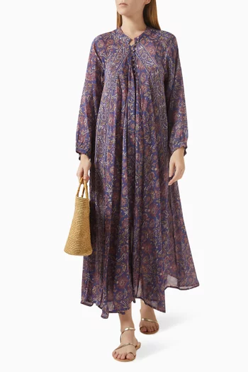 فستان فيوري طويل مزين بنقشة