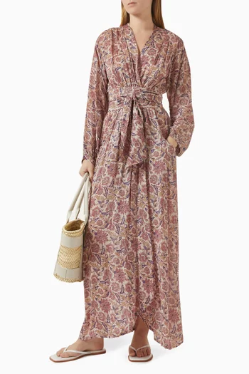 فستان نيكو طويل مزين بنقشة