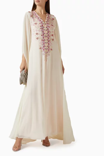 Embellished Cape Dress in Chiffon
