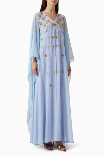 Embroidered Cape Dress in Chiffon