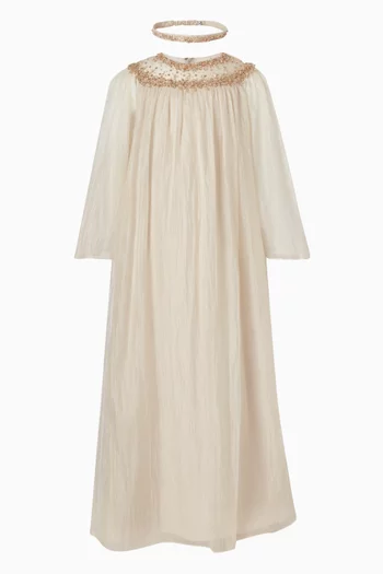 قفطان بقصة على شكل حرف A مطرز