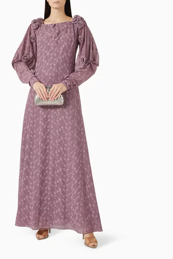 Floral-appliqué Dress in Lace