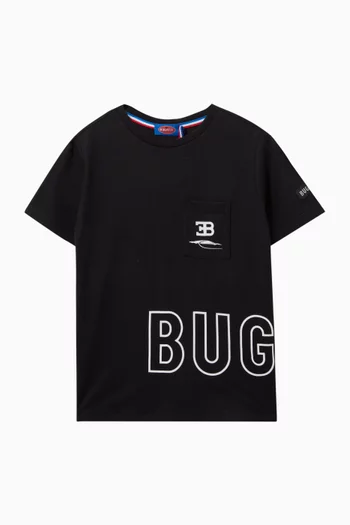 تي شيرت بطبعة شعار الماركة قطن