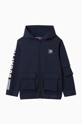 Logo-print Zip Hoodie in Cotton