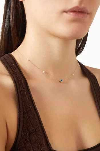 قلادة ريم بحلية عين الحسود ذهب أصفر عيار 18