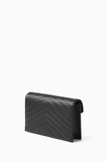Cassandre Matelassé Envelope Chain Wallet in Leather