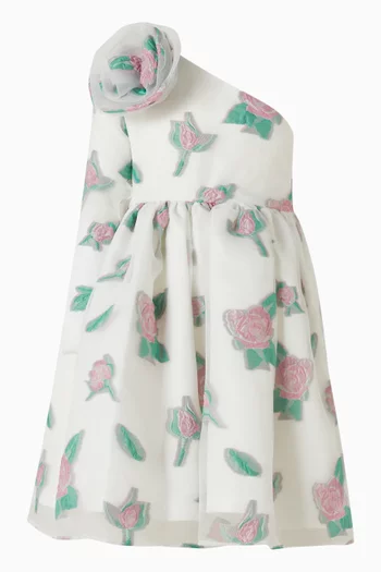 One Shoulder Rose Print Dress