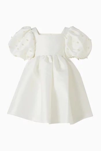 فستان بتصميم منفوخ ولؤلؤ