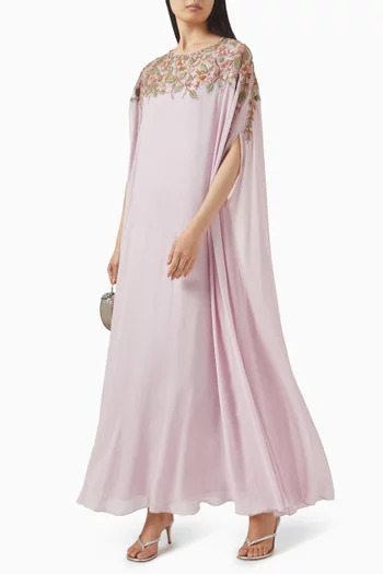 Floral-embroidered Kaftan