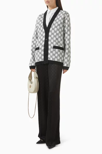 كارديغان بوجهين ونقشة بشعار حرفي GG‏ صوف وجاكار