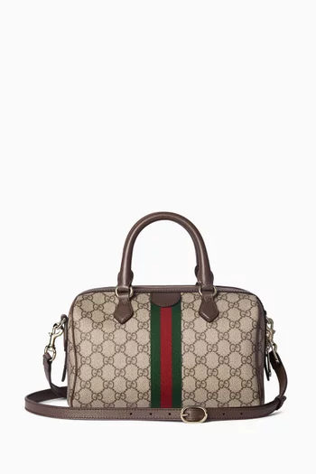 حقيبة بوسطن أوفيليا متوسطة قنب بنقشة شعار حرفي GG