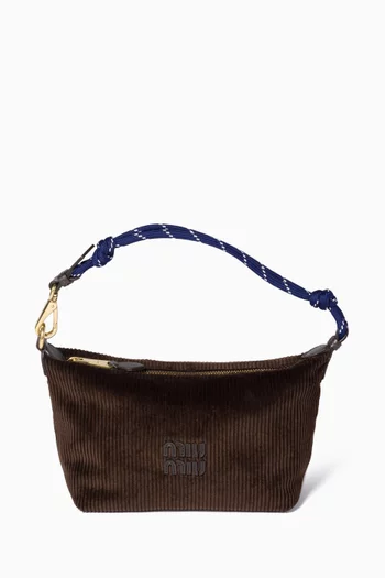 حقيبة قماش قطني مخملي مضلع