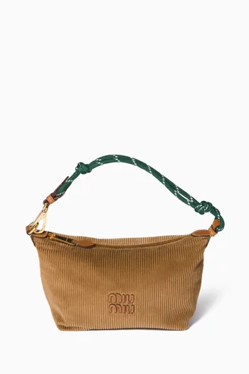 حقيبة قماش قطني مخملي مضلع