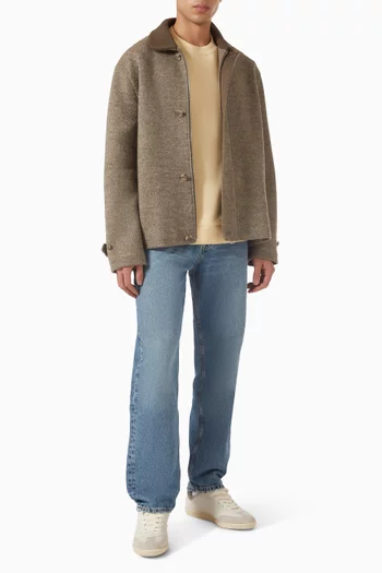 Ribbed-Collar Jacket in Boiled Wool