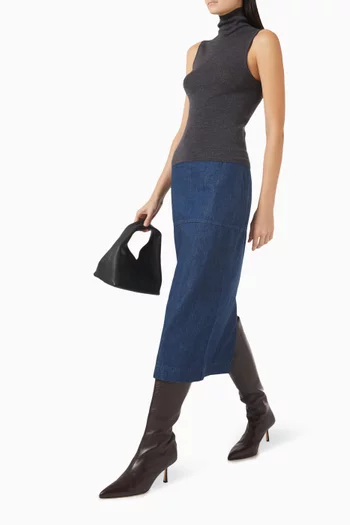 بلوزة منسوجة من صوف مارينو بياقة عالية