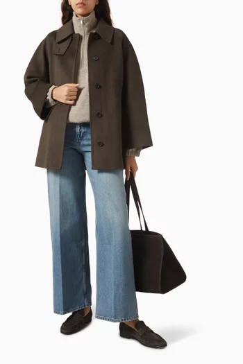 Zip-up Sweater in Boiled Merino-wool