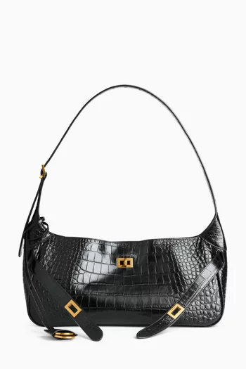 Small Bel Air Shoulder Bag in Croc-embossed Leather
