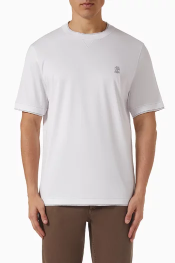 Faux-layering Logo T-shirt in Cotton
