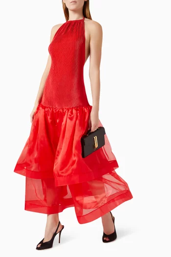 Carrie Open-back Dress in Satin & Organza