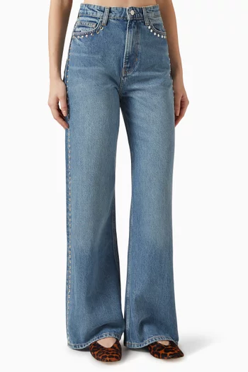 بنطال جينز كاري بقصة ساق واسعة دينم