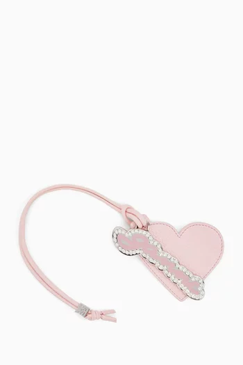 Heart Embellished Keyring in Leather