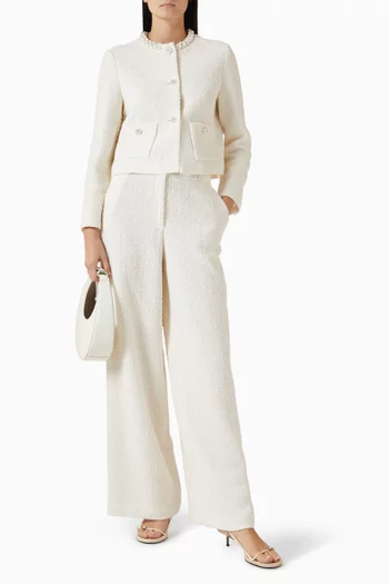 Belted Wide-leg Pants in Tweed