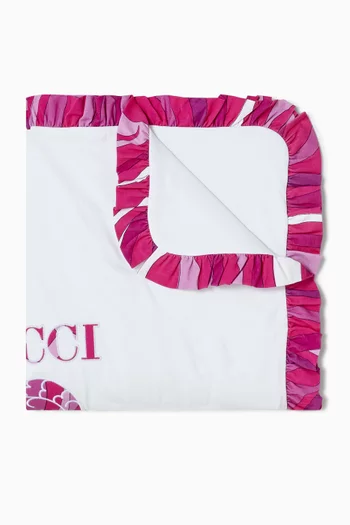 Printed Ruffle Blanket in Cotton