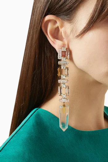 Obelisk Clip-on Earrings in Rock Crystal & Glass