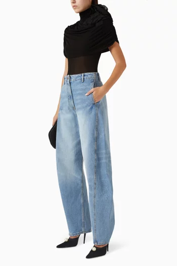 Draped Cape-effect Bodysuit in Cupro