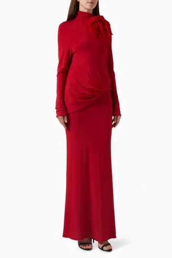 Rose Draped Maxi Dress