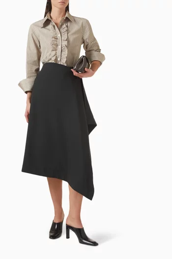 قميص ادجستد بكشكش ونقشة مخططة قطن