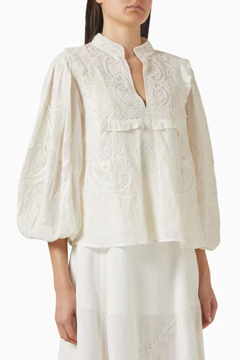 بلوزة تشاسكا بكشكش قطن فوال