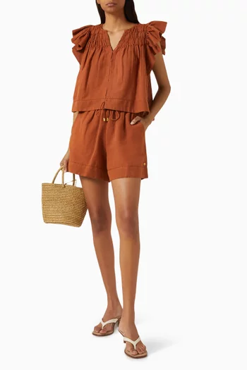 بلوزة اتريكا مزيج كتان