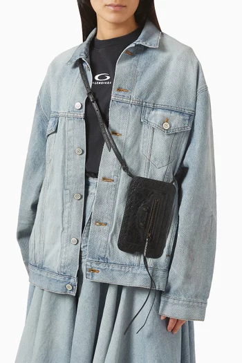 حافظة هاتف لو سيتي بتصميم رأسي جلد ماعز أرينا