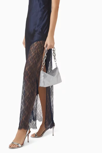 Bowie Crystal Slouch Pouch in Satin