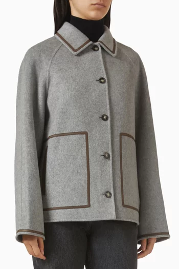 معطف دين بقصة فضفاضة صوف مارينو