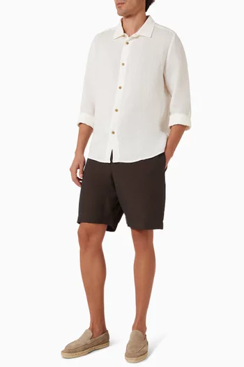 Mid-length Elastic Shorts in Linen