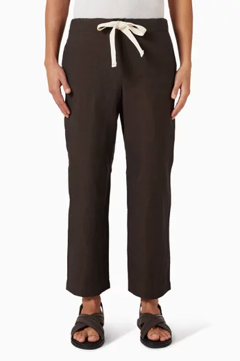 بنطال بحزام خصر مطاطي كتان