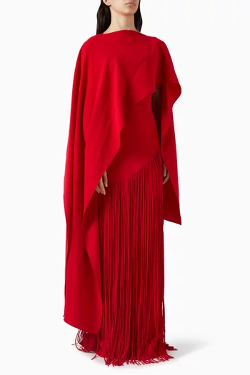 Cape-style Fringed Maxi Dress