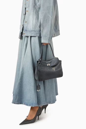 Small Rodeo Handbag in Waxed Suede Calfskin