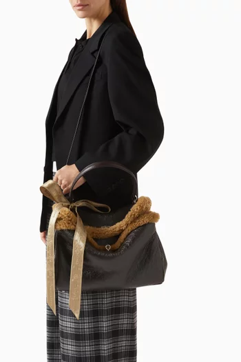 Medium Rodeo Bag in Calfskin & Shearling