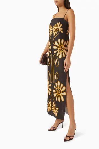 Samantha Printed Dress in Linen