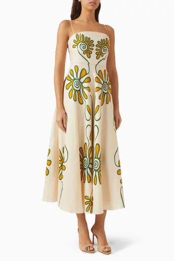 Delta Printed Dress in Linen