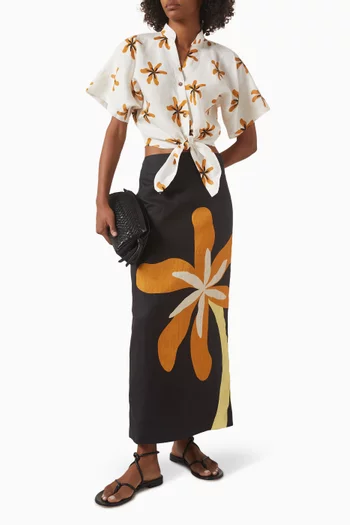 Leroy Front-tie Top in Linen