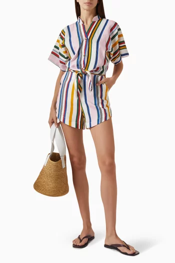 Leroy Front-tie Top in Linen