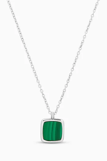 Malachite Pendant Necklace in Sterling Silver